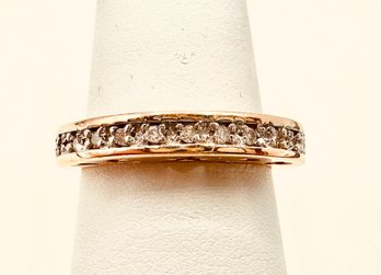 14KT Pink Gold Natural Diamond Ring, With Star Moon And Hearts Size 6.75 - J11253