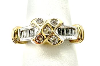 14KT Gold, 2-Tone Natural Diamond Ring Size 7.25 - J11256