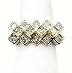 14KT Gold, 2-Tone Natural Diamond Ring Size 7.25 - J11258