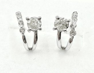 14KT White Gold Pair Of Natural Diamond Earrings - J11269