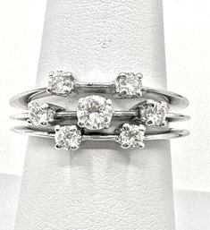 14KT White Gold Natural Diamond Fancy Ring Size 7.5 - J11272