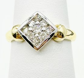 14KT 2-Tone GoldNatural Diamond Ring Size 6.75 - J11278