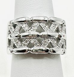 14KT White Gold Diamond Fancy Band Ring Size 6.25 - J11325