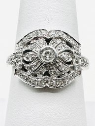 14KT White Gold Diamond Fancy Ring Size 7.75 - J11326