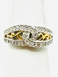 14KT Gold 2-Tones  Diamond Fancy Ring Size 6.5 - J11327