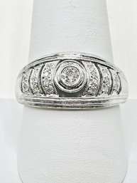 14KT White Gold  Diamond Fancy Ring Size 10.75 - J11331
