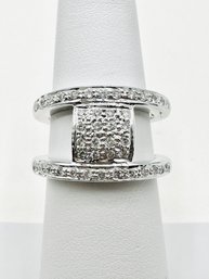14KT White Gold Diamond Fancy Ring Size 6 - J11336