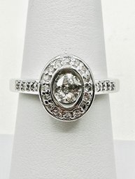 Platinum Oval Diamond Ring Size 7 - J11337