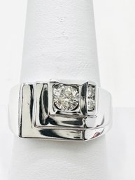 14KT White Gold Mens Diamond Ring Size 10.25 -  J11349