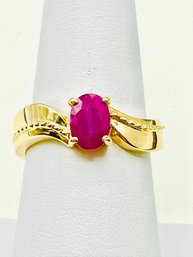 14KT Yellow Gold Natural Ruby Ring Size 7.75 - J11384