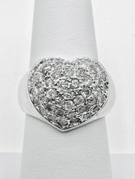 14KT White Gold Natural Diamond Heart Ring Size 6.75 - J11390