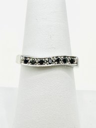 14 Karat White Gold Black Diamond Ring Size 7.25 - J11454