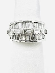 14Karat White Gold Natural Diamond Wide Band Ring Size 6.5 -  J11479
