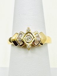 14 Karat Yellow Gold Natural Diamond Ring Size 7 - J11496