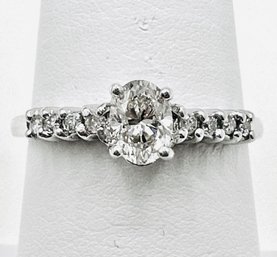 Ladys Natural Diamond Engagement Ring In Platinum Setting Size 7.25 - J11509