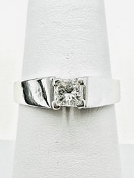 Ladys Natural Diamond Engagement Ring In 14KT White Gold Size 6.75 - J11510