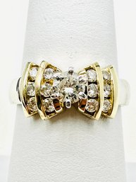 Ladys Natural Diamond Engagement Ring In 14KT 2-Tone Gold Size 7 - J11511