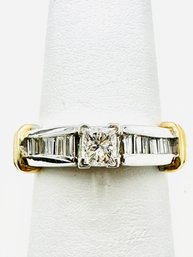 Ladys Natural Diamond Engagement Ring In 14KT 2-Tone Gold Size 5.5 - J11513