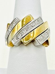 Natural Diamond Ring In 14KT 2-Tone Gold Size 7 - J11519