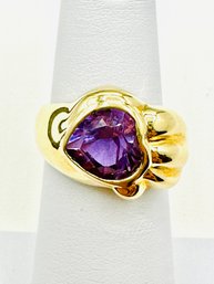 Natural Amethyst  Ring In 14KT Yellow Gold Size 5 -J11523