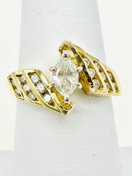 14 Karat Yellow Gold  Natural Diamond Engagement Ring Size 7.25 - J11559