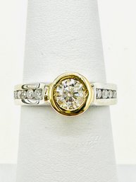 14 Karat Yellow And White Gold Natural Diamond Engagement Ring Size 6 - J11560