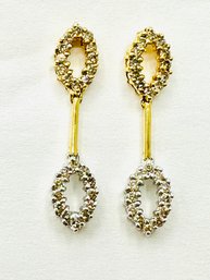 18 Karat Yellow And White Gold Natural Diamond Hanging Earrings -J11562