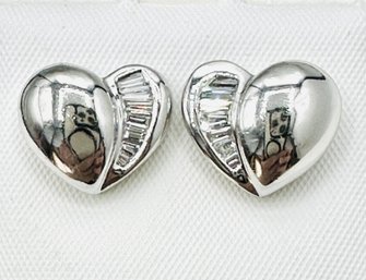 Platinum Earrings Setting With Natural Diamond Heart Earrings - J11564