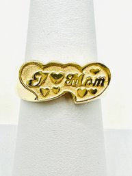 14 Karat Yellow Gold Love Double Heart  Ring Size 7 - J11601