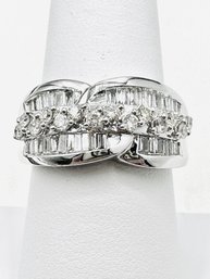 14KT White Gold Natural Diamond Fancy Ring Size 8 - J11610