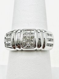 14KT White Gold Natural Diamond Fancy Ring Size 7.5 - J11611