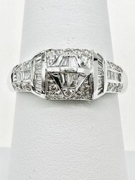 18KT White Gold Natural Diamond Fancy Ring Size 6.75 - J11612