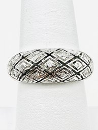 14KT White Gold Natural Diamond Fancy Ring Size 7 - J11614
