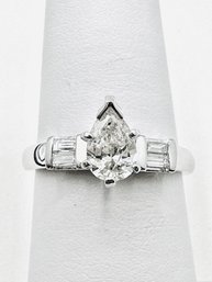 14KT White Gold Natural Diamond Engagement Ring Size 5.75 - J11622