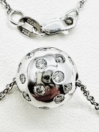 14KT White Gold Natural Diamond Ball Pendant With Fancy Chain - J11666