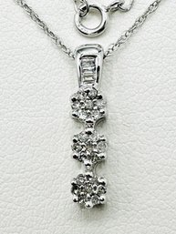 14KT White Gold Natural Diamond Pendant With Fancy Chain - J11667
