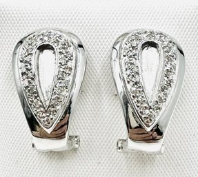 14KT White Gold  Natural Diamond French Clip Earrings - J11685
