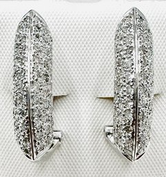 18KT White Gold  Natural Diamond French Clip Earrings - J11686