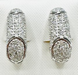 14KT White Gold  Natural Diamond French Clip Earrings - J11687