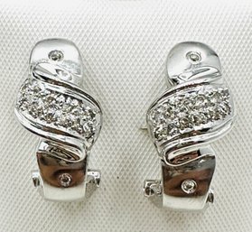 14KT White Gold  Natural Diamond French Clip Earrings - J11689