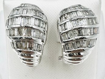 18KT White Gold  Natural Diamond French Clip Earrings - J11691