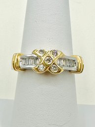 14KT 2-Tone Gold Natural Diamond Ring Size 7.25 - J11718
