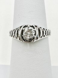 14KT White Gold Natural Diamond Engagement Ring Size 5.5 - J11721