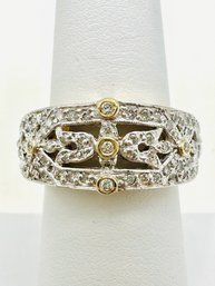 14KT Yellow And White Gold Natural Diamond Ring Size 7.25 - J11723