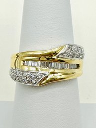 14KT Yellow Gold Natural Diamond Ring Size 6.75 - J11732