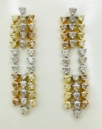 18KT Tricolor Gold Natural Diamond Handing Earrings - J11738