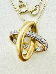 14KT Yellow Gold Natural Diamond Pendant And Chain - J11756