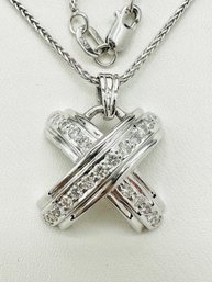 18KT White Gold Natural Diamond  Pendant And Chain - J11779