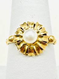 14KT Yellow Gold Pearl Fancy Ring Size 7.75 - J11780