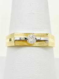 14KT 2 Tone Gold Natural Diamond Ring Size 8.75 - J11784